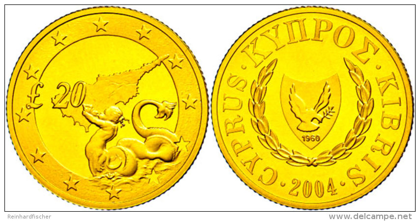 20 Lires, Gold, 2004 Triton, Sch&ouml;n 87, KM 87, Ca. 7,3g Fein, Auflage Nur 1500 St&uuml;ck, Mit Zertifikat In... - Chipre