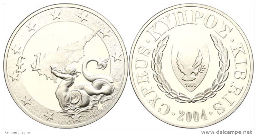 1 Lira, Silber, 2004, Triton, Sch&ouml;n 86a, KM 75, Auflage 3000 St&uuml;ck, Mit Zertifikat In Ausgabeschatulle,... - Chipre