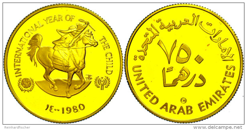 750 Dirhams, Gold, 1979, Jahr Des Kindes, PP  PP750 Dirhams, Gold, 1979, Year Of The Child, PP  PP - Emiratos Arabes