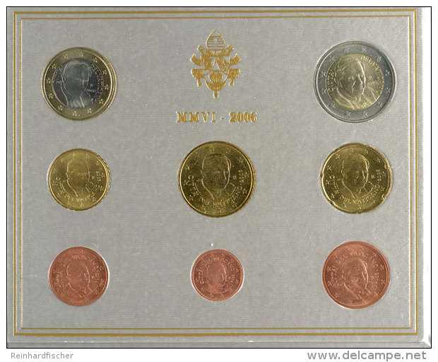 2006, Euro KMS 1 Cent Bis 2 Euro, Papst Johannes Paul II., Im Folder, St.  St2006, Euro KMS 1 Cent Till 2 Euro,... - Vaticano (Ciudad Del)