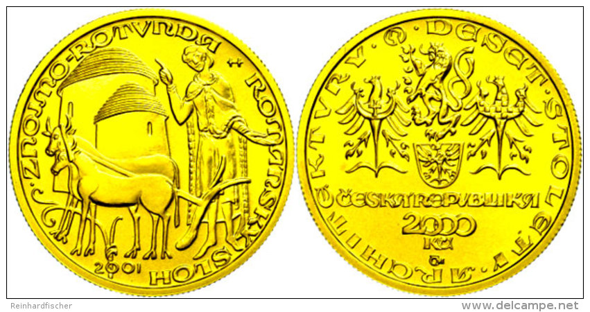 2000 Kronen, Gold, 2001, Rotunde In Znojmo (Znaim), KM 65, In Ausgabeschatulle Mit Zertifikat, St.  St2000... - República Checa