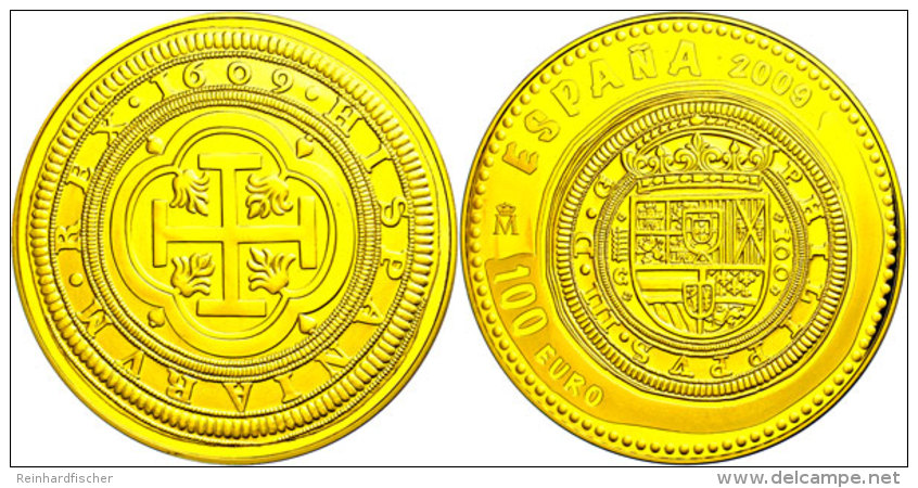 100 Euro, Silber Vergoldet, 2009, Spanische M&uuml;nze, 156,21g Fein, Sch&ouml;n 462, Mit Zertifikat In... - Otros & Sin Clasificación