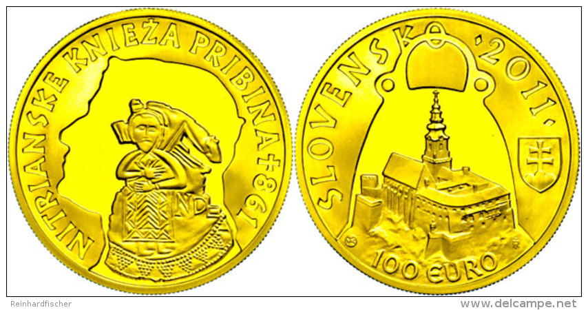 100 Euro, Gold, 2011, F&uuml;rst Von Nitra, 8,55g Fein, KM 119, Mit Zertifikat In Ausgabeschatulle, PP.  PP100... - Eslovaquia