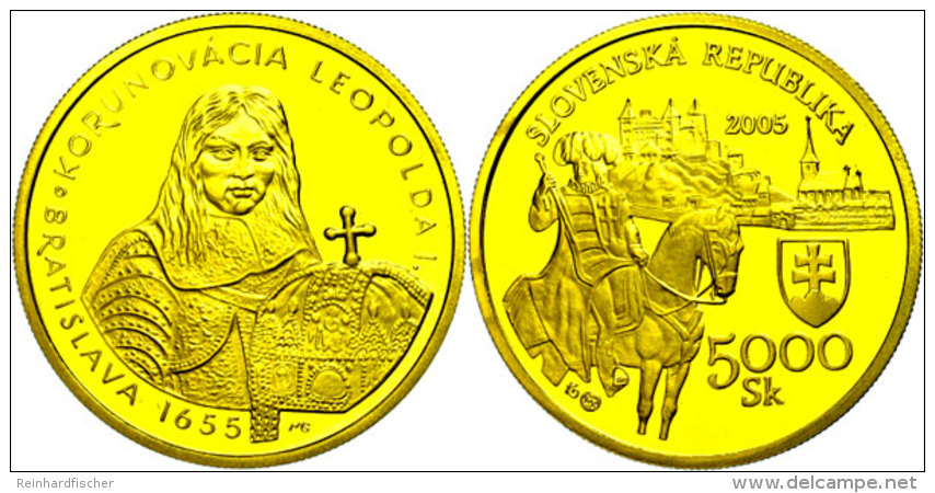 5000 Kronen, Gold, 2005, Kr&ouml;nung Leopold I., 8,55g Fein, KM 83, Mit Zertifikat In Ausgabeschatulle, PP. ... - Eslovaquia