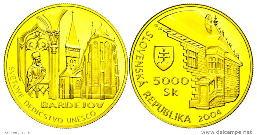 5000 Kronen, Gold, 2004, Bardejov, KM 80, Mit Zertifikat In Ausgabeschatulle, PP  PP5000 Coronas, Gold, 2004,... - Eslovaquia