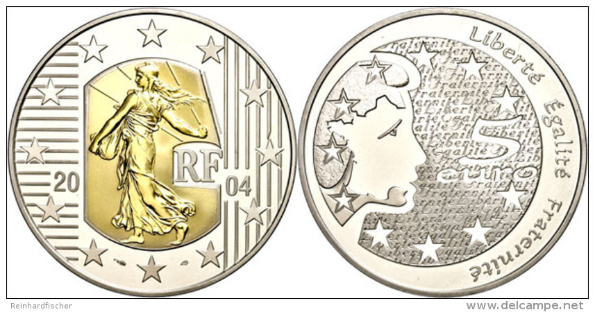 5 Euro, 2004, S&auml;erin (mit Goldinlay Ca. 2,03g Fein), KM 1371, Sch&ouml;n 769, Im Etui Mit OVP Und Zertifikat,... - Suecia