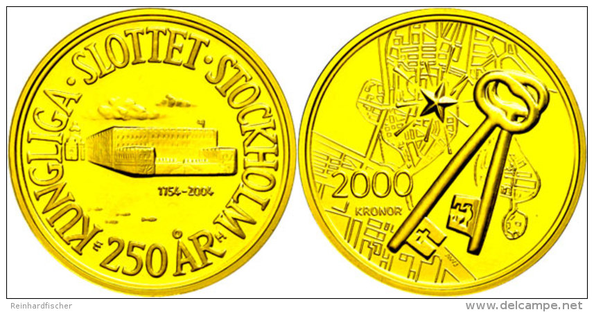 2000 Kronen, Gold, 2004, 250 Jahre K&ouml;niglicher Palast, 10,80g Fein, KM 917, Auflage Nur 5734 St&uuml;ck, Mit... - Suecia