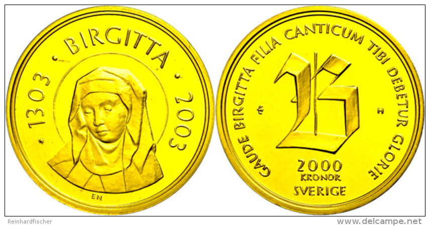 2000 Kronen, Gold, 2003, Goldene Krone Der Jungfrau Maria, 10,88g Fein, KM 905, Auflage 3640 St&uuml;ck, Mit... - Suecia