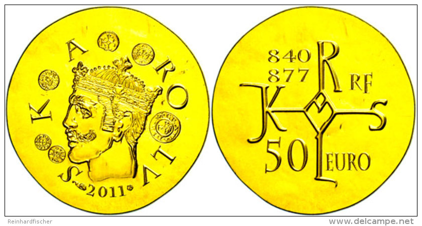 50 Euro, Gold, 2011, Franz&ouml;sische Regenten - Charles Le Chauve, KM 1804, Sch&ouml;n 1193, Im Etui Mit OVP Und... - Noruega