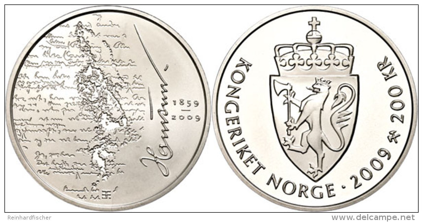 200 Kroner, 2009, Knut Hamsun, KM 481, Sch&ouml;n 136, Im Etui Mit Kapsel Und Zertifikat, PP.  PP200 Kroner,... - Noruega