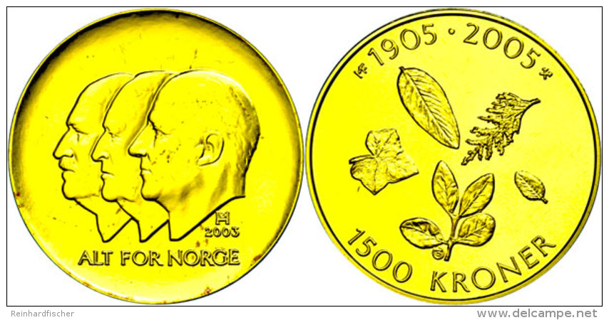 1500 Kroner, Gold, 2003, Landwirtschaft, KM 473, Sch&ouml;n 127, Im Holzetui Mit Kapsel Und Zertifikat, Fleckig,... - Noruega