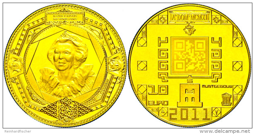 10 Euro, Gold, 2011, 100 Jahre M&uuml;nzgeb&auml;ude In Utrecht, KM 302, Sch&ouml;n 186, Im Holzetui Mit OVP Und... - Otros & Sin Clasificación