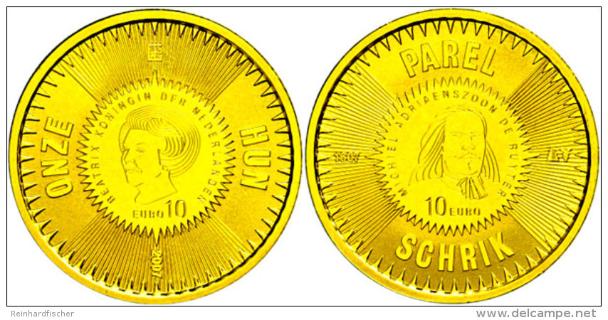 10 Euro, Gold, 2007, 400. Geburtstag Von Michiel De Ruyter, KM 278, Sch&ouml;n 159, Im Holzetui Mit OVP Und... - Otros & Sin Clasificación