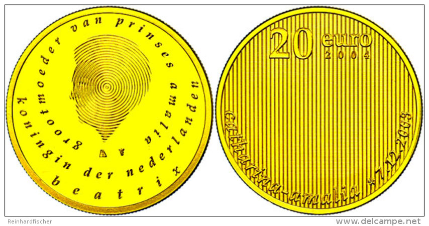 20 Euro, Gold, 2004, Geburt Von Prinzessin Catharina Amalia, KM 249, Sch&ouml;n 132, Im Holzetui Mit OVP Und... - Otros & Sin Clasificación