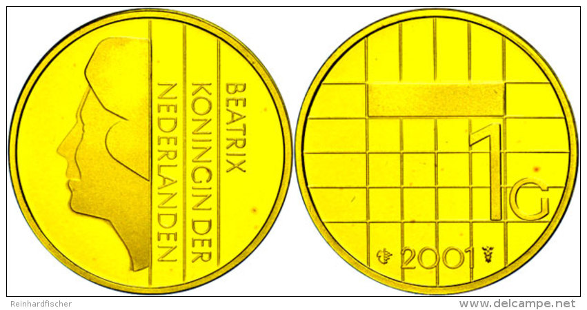 1 Gulden, Gold, 2001, Goldgulden Zum Abschied, KM 205b, Im Etui Mit OVP Und Zertifikat, PP.  PP1 Guilder, Gold,... - Otros & Sin Clasificación