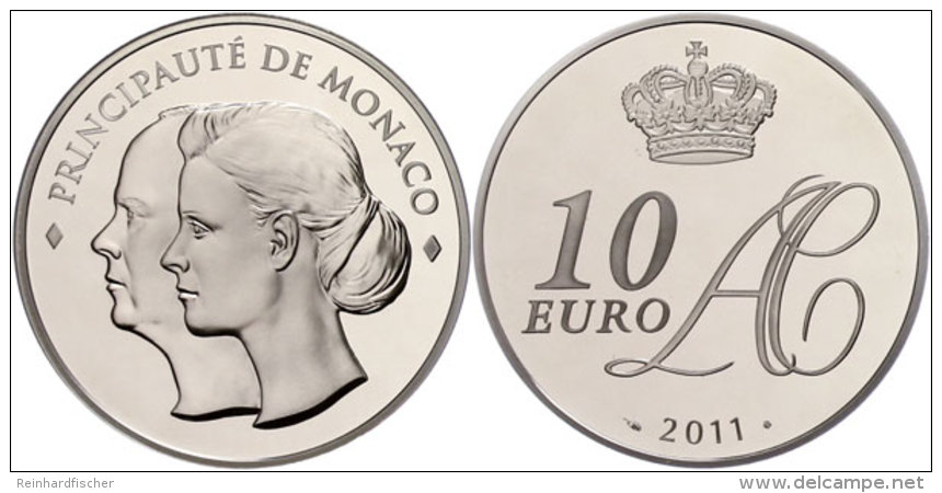 10 Euro, 2011, Albert II., Auf Die Hochzeit, Auflage Nur 4000 St&uuml;ck!, Mit Zertifikat In Schatulle Und OVP, PP.... - Otros & Sin Clasificación