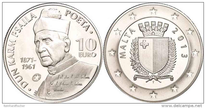 10 Euro, 2013, Carmelo Psaila, KM 148, KM 147, Mit Zertifikat In Ausgabeschatulle, PP.  PP10 Euro, 2013,... - Malta