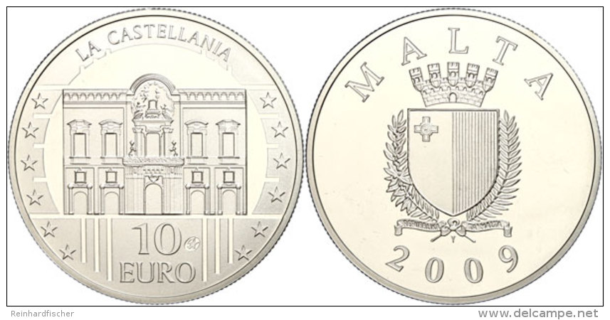10 Euro, 2009, La Castellania, Sch&ouml;n 136, KM 133, Mit Zertifikat In Ausgabeschatulle, PP.  PP10 Euro,... - Malta