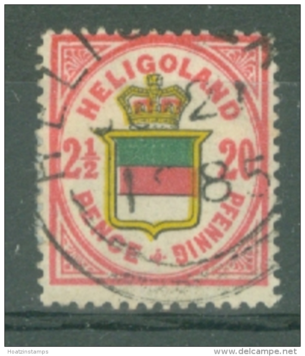 Heligoland: 1875/90   Emblem    SG15   20pf (2&frac12;d)   Rose, Green &amp; Yellow   Used - Heligoland (1867-1890)