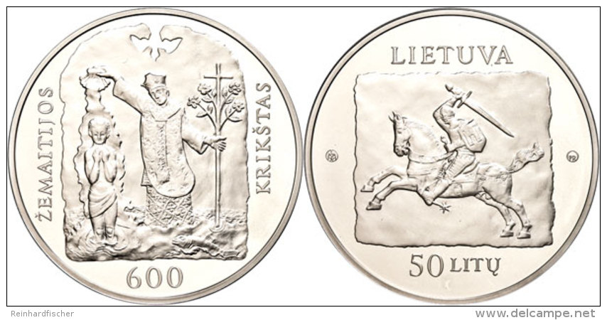 50 Litu, 2013, 600. Jahrestag Der Taufe Von Samogitien, Im Papieretui Mit Kapsel Und Zertifikat, Fingerabdruck,... - Lituania