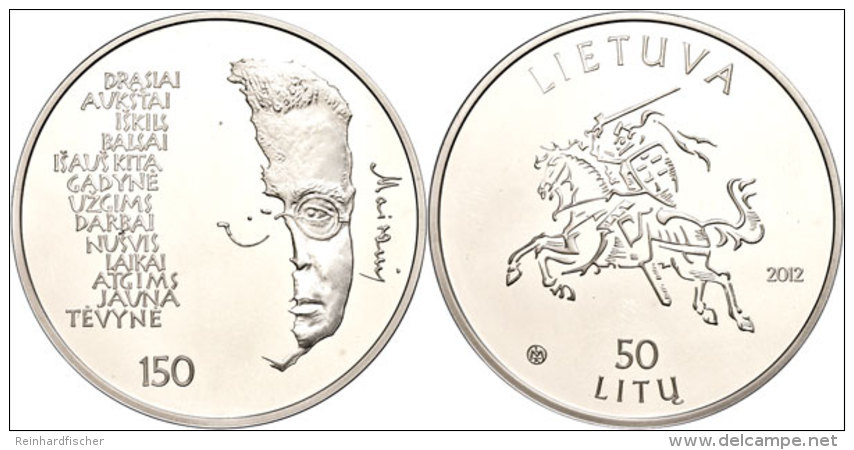 50 Litu, 2012, Nationaldichter Jonas Maciulis, Sch&ouml;n 111, Im Papieretui Mit Kapsel Und Zertifikat, Auflage Nur... - Lituania