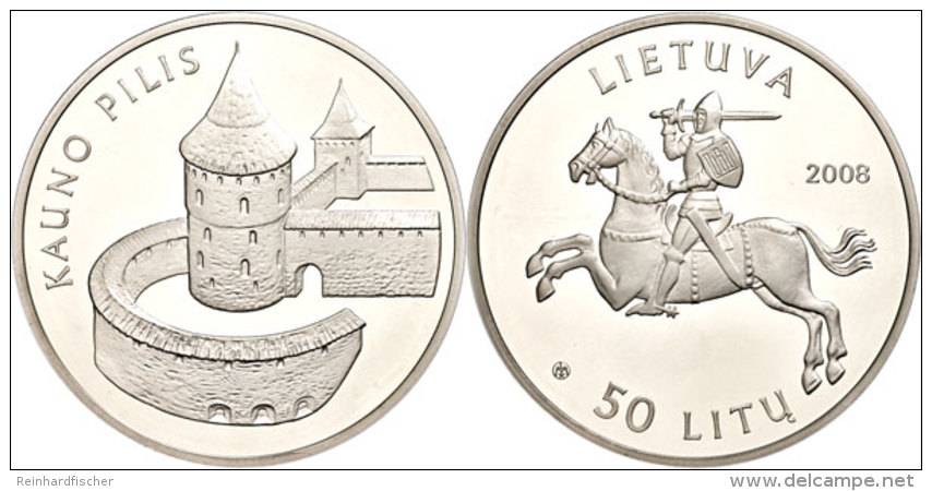 50 Litu, 2008, Burg Von Kaunas, KM 155, Sch&ouml;n 87, Im Papieretui Mit Kapsel Und Zertifikat, Kleiner... - Lituania