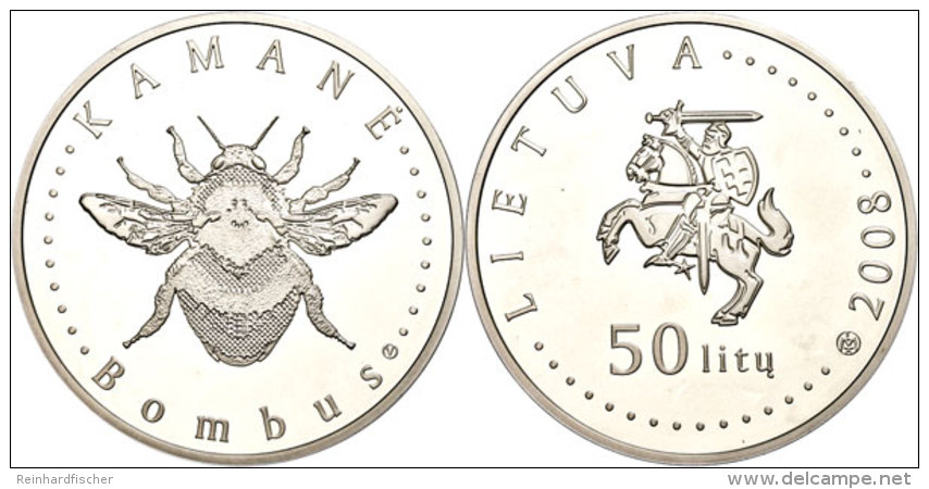 50 Litu, 2008, Baltische Hummel, KM 159, Sch&ouml;n 90, Im Papieretui Mit Kapsel Und Zertifikat, Angelaufen, PP. ... - Lituania