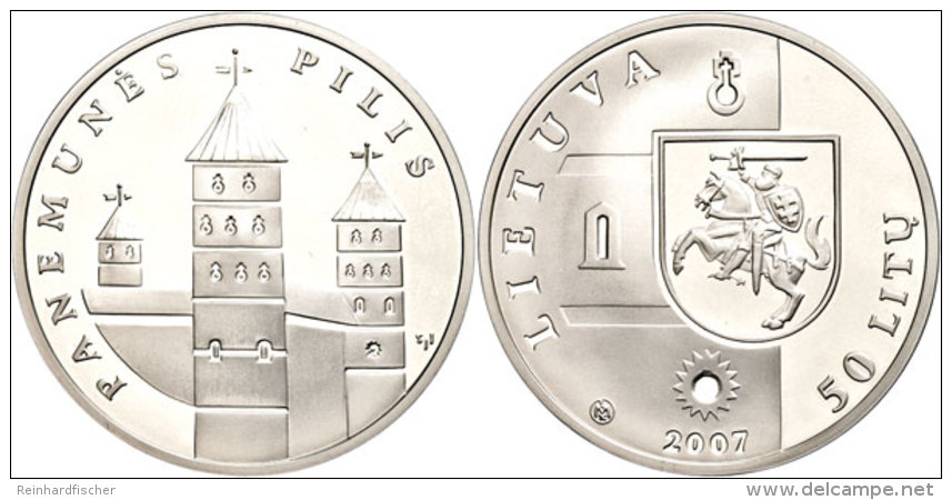 50 Litu, 2007, Burg Von Panemune, KM 150, Sch&ouml;n 83, Im Papieretui Mit Kapsel Und Zertifikat, Auflage Nur 5.000... - Lituania