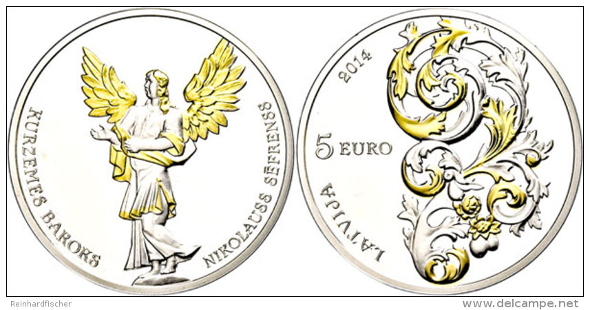 5 Euro, 2014, Kurland Barock - Teilvergoldet, Im Etui Mit Kapsel Und Zertifikat, Auflage Nur 10.000 St&uuml;ck, PP.... - Letonia