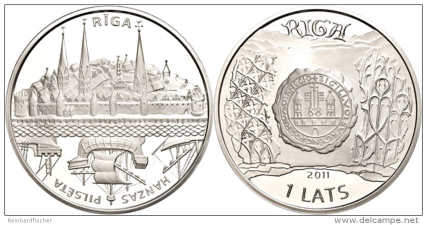 1 Lats, 2011, Hansest&auml;dte In Lettland - Riga, KM 122, Sch&ouml;n 121, Im Etui Mit Kapsel Und Zertifikat,... - Letonia