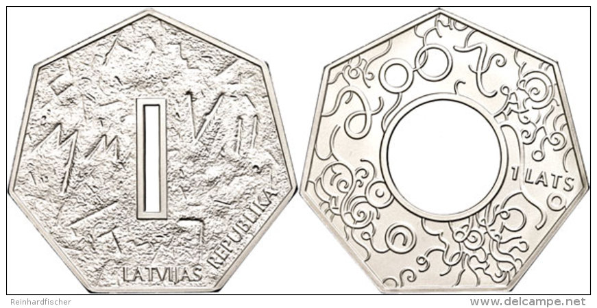 1 Lats, 2007, Schicksal Der Zeit - Einheit (siebeneckig), KM 84, Sch&ouml;n 84, Im Etui Mit Kapsel Und Zertifikat,... - Letonia