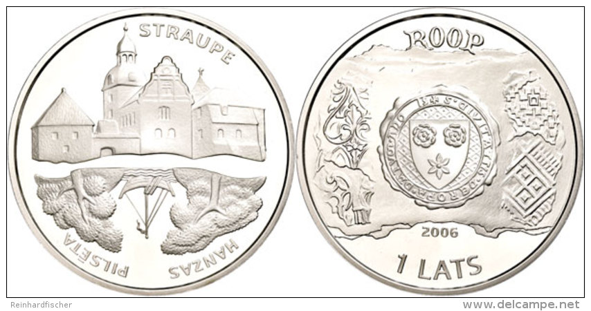 1 Lats, 2006, Hansest&auml;dte In Lettland - Straupe, KM 83, Sch&ouml;n 83, Im Etui Mit Kapsel Und Zertifikat,... - Letonia