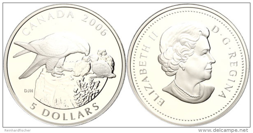 5 Dollars, 2006, Tiermotive - Wanderfalke (ohne Briefmarken), KM 585, Sch&ouml;n 669, Im Etui Mit OVP Und... - Canada