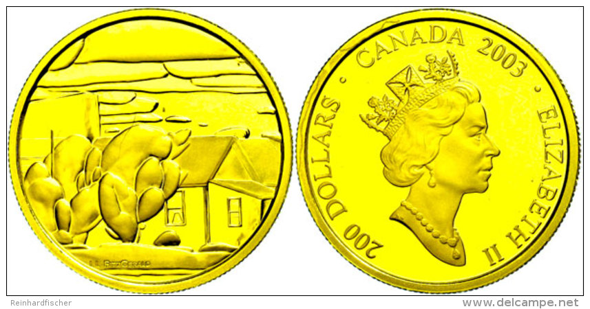 200 Dollars, Gold, 2003, Nationalgalerie - Houses, KM 488, Sch&ouml;n 499, Im Etui Mit OVP Und Zertifikat, Auflage... - Canada
