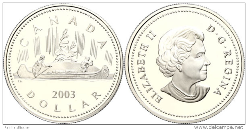 1 Dollar, 2003, 50. Jahrestag Der K&ouml;rnung Von K&ouml;nigin Elizabeth II., KM 480, Sch&ouml;n 527, Im Etui Mit... - Canada