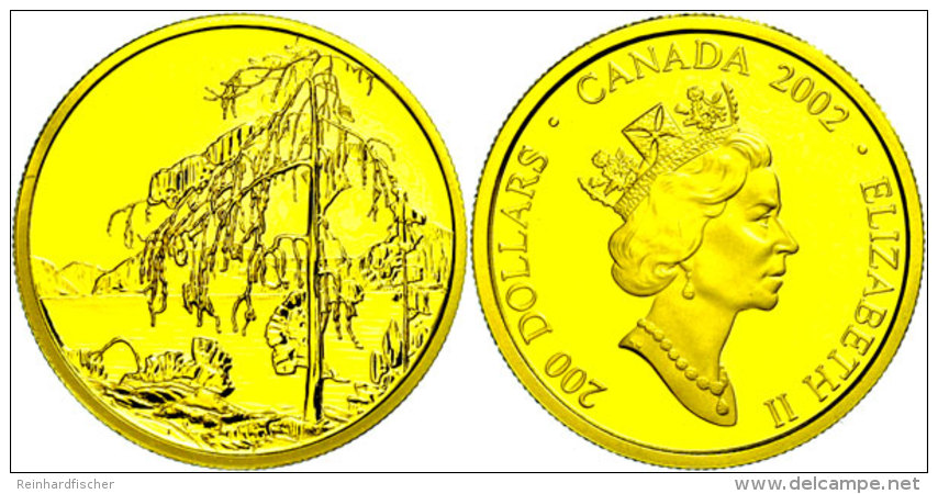 200 Dollars, Gold, 2002, Nationalgalerie - The Jack Pine, KM 466, Sch&ouml;n 470, Im Etui Mit OVP Und Zertifikat,... - Canada