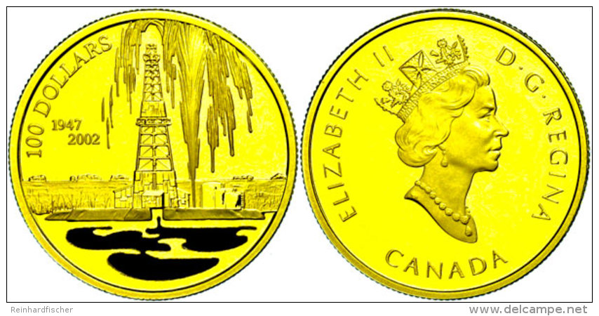 100 Dollars, Gold, 2002, Erd&ouml;lvorkommen In Kanada (Laserdruck In Farbe), KM 452, Sch&ouml;n 468, Im Etui Mit... - Canada