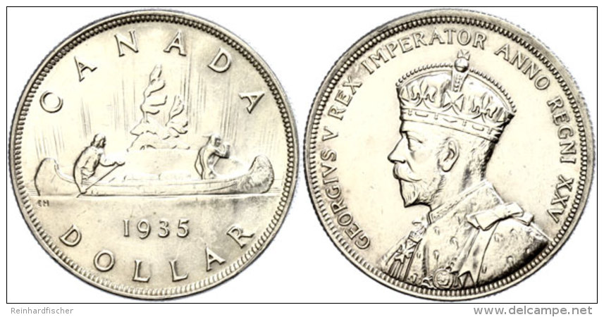 1 Dollar, 1935, 25. Jahrestag Der Thronbesteigung Von George V., KM 30, Sch&ouml;n 29, In Kapsel Und Etui, Patina,... - Canada