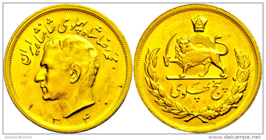 5 Pahlavi, Gold, 1961 (SH 1340), Mohammed Reza Pahlavi, Fb. 99, KM 1164, Kl. Rf. Und Randabschliff, Vz.  Vz5... - Irán