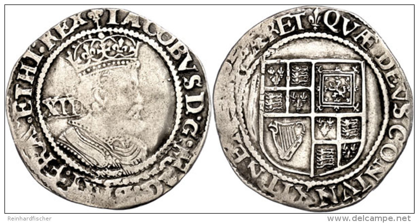 Shilling (5,82g), 1603-1604, James I., Seaby 2646, Pr&auml;geschw&auml;che Am Rand, Ss.  SsShilling (5, 82g),... - Otros & Sin Clasificación