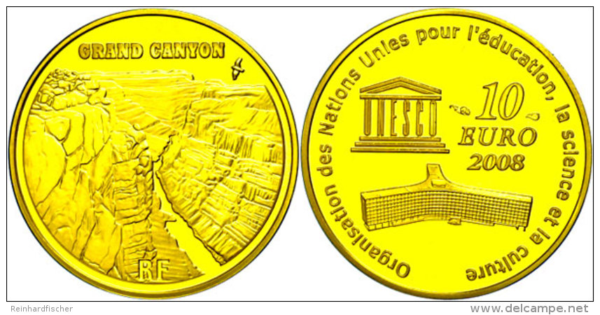 10 Euro, Gold, 2008, 60 Jahre UNESCO - Grand Canyon National Park, KM 1575, Sch&ouml;n 990, Im Etui Mit OVP Und... - Otros & Sin Clasificación