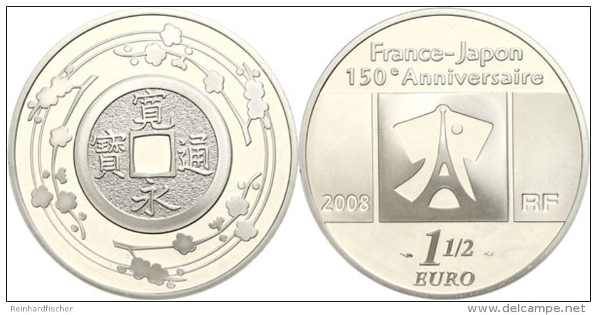 1,5 Euro, 2008, 150. Jahrestag Des Handelsvertrages Mit Japan - Cashm&uuml;nze, KM 1551, Sch&ouml;n 970, Im Etui... - Otros & Sin Clasificación