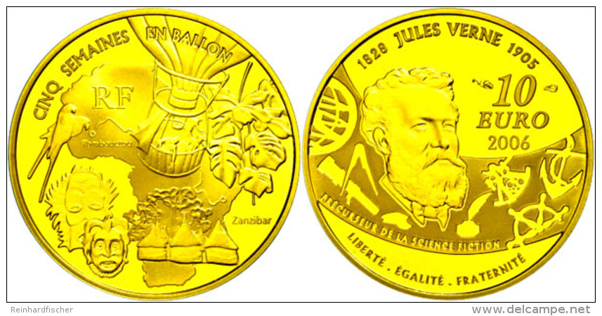 10 Euro, Gold, 2006, 100. Todestag Von Jules Verne, KM 2068, Sch&ouml;n 876, Im Etui Mit OVP Und Zertifikat,... - Otros & Sin Clasificación