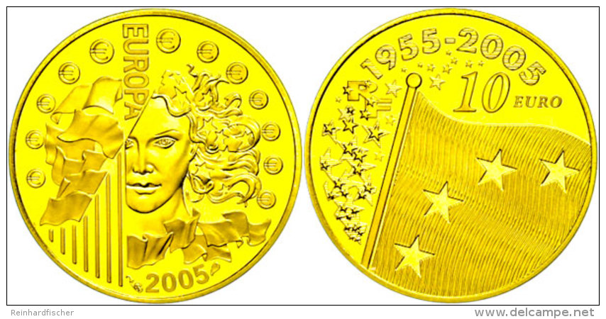 10 Euro, Gold, 2005, Europ&auml;ische W&auml;hrungsunion, KM 1435, Sch&ouml;n 789, Im Etui Mit OVP Und Zertifikat,... - Otros & Sin Clasificación