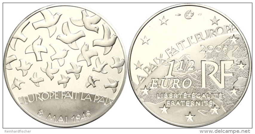 1,5 Euro, 2005, 60. Jahrestag Des Endes Des 2. Weltkrieges, KM 1441, Sch&ouml;n 797, Im Etui Mit OVP Und... - Otros & Sin Clasificación