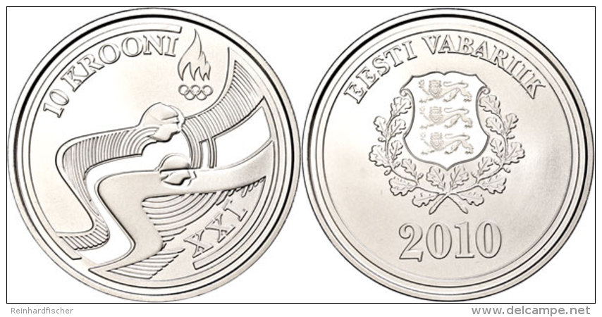 10 Krooni, 2010, XXI. Olympische Winterspiele 2010 In Vancouver, KM 53, Sch&ouml;n 53, Im Etui Mit Kapsel Und... - Estonia