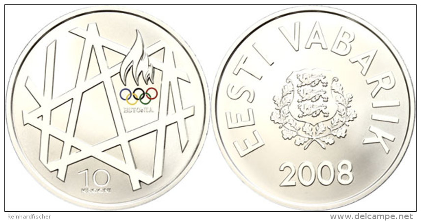 10 Krooni, 2008, XXIX. Olympiade In Beijing, KM 48, Sch&ouml;n 49, Im Etui Mit Kapsel Und Zertifikat, Auflage Nur... - Estonie