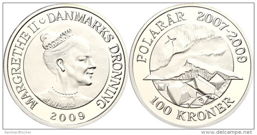 100 Kronen, 2009, Nordlicht, Mineralien Und Magnetischer Nordpol, KM 933, Mit Zertifikat In Ausgabeschatulle, PP. ... - Dinamarca