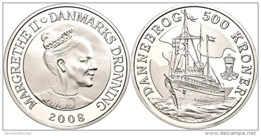 500 Kronen, 2008, Yacht Dannebrog, KM 929, Mit Zertifikat In Ausgabeschatulle, PP.  PP500 Coronas, 2008, Yacht... - Dinamarca