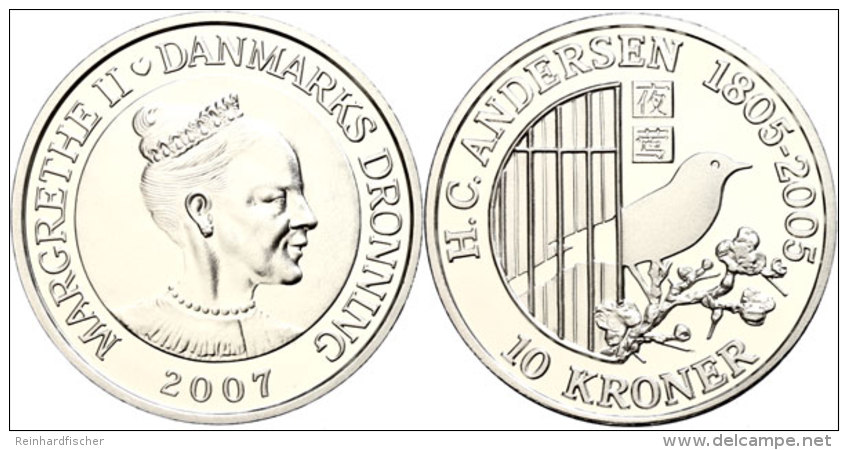 10 Kronen, 2007, Nachtigall Auf Kirschzweig, KM 922, Mit Zertifikat In Ausgabeschatulle, PP.  PP10 Coronas,... - Dinamarca